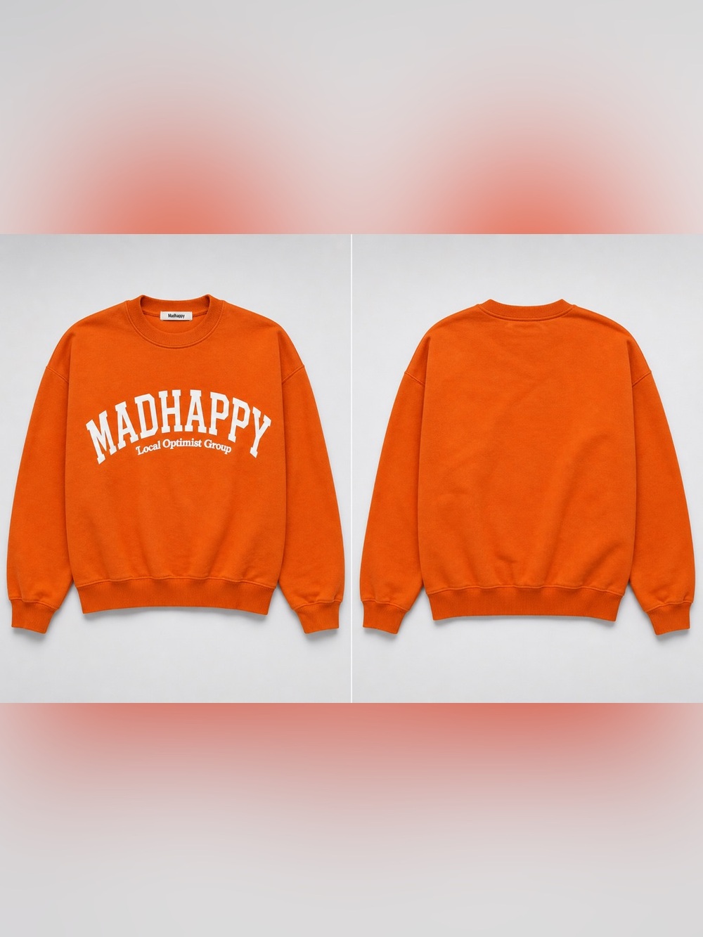 Madhappy Orange Crewneck Sweatshirt with White Logo- Oversized